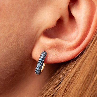 Золотые серьги "Беата" с голубыми фианитами с08934 №2