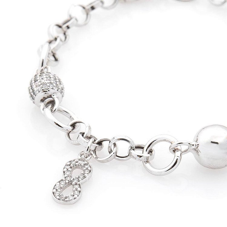 Золотой браслет "Бесконечность" с фианитами б03427 от ювелирного магазина Оникс - 1