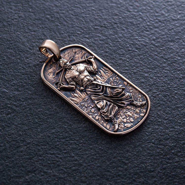 Золотой кулон "Український козак. Молитва українського націоналіста" п03827 от ювелирного магазина Оникс