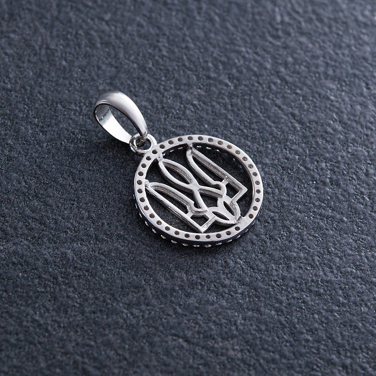 Срібний кулон "Герб України - Тризуб" з фіанітами 1059 від ювелірного магазину Онікс - 6