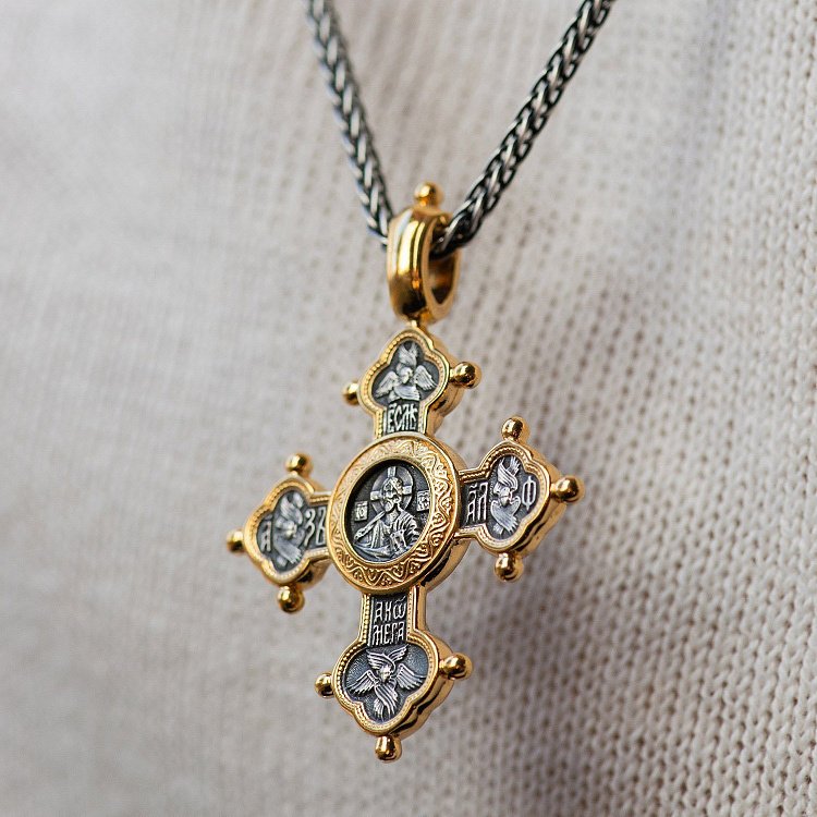 Православний хрест "Господь Вседержитель. Похвала Богородиці" 131641 від ювелірного магазину Онікс - 3