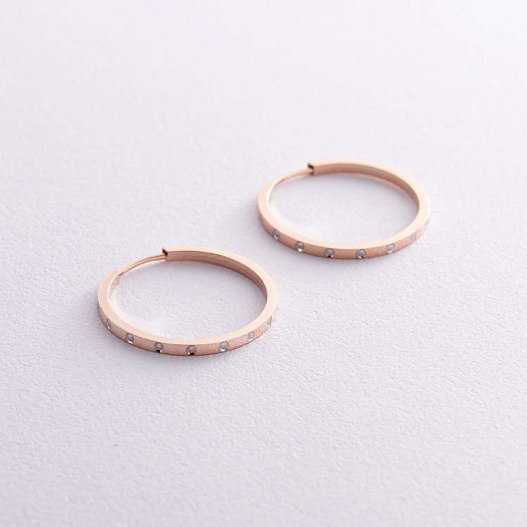 Сережки - кільця в червоному золоті с08285 від ювелірного магазину Онікс - 2