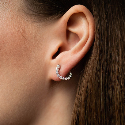 Золоті сережки-пусети з діамантами сб0280ri №3