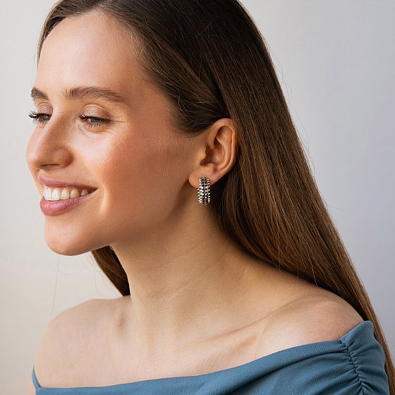 Серьги - кольца "Pauline" в белом золоте с09496 №3