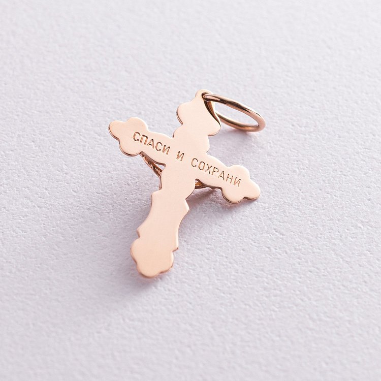 Золотий хрестик з розп'яттям і фіанітом п02338 від ювелірного магазину Онікс - 2