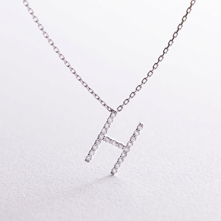 Золотое колье с буквой "Н" с бриллиантами 133761121 от ювелирного магазина Оникс