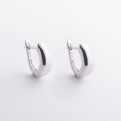 Срібні сережки "Хвиля" на англійській застібці 123527