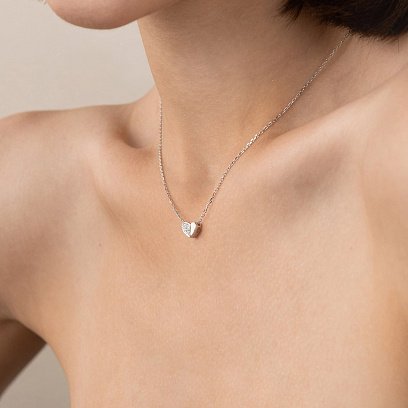 Серебряное колье "Сердечко" с фианитами 181171 №3