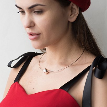 Серебряное колье с шариком 18056 №8