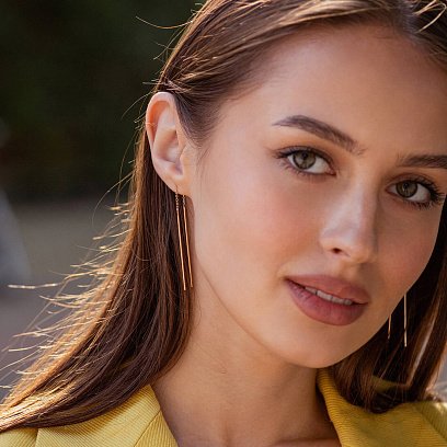 Сережки - протяжки у червоному золоті с07907 №2