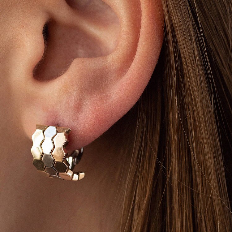 Золотые серьги на английской застежке с06162 от ювелирного магазина Оникс - 6