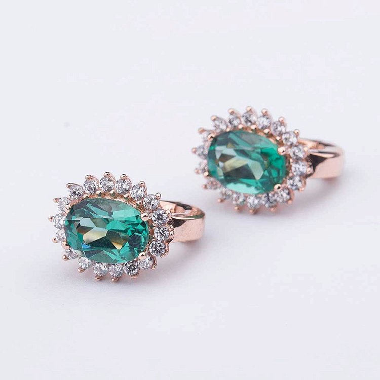 Золотые серьги с празиолитом и фианитами с04169 - 1 Золотые серьги с празиолитом и фианитами с04169 от ювелирного магазина Оникс - 1