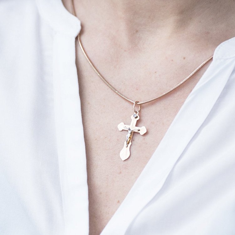 Золотий православний хрестик п01259 від ювелірного магазину Онікс - 1