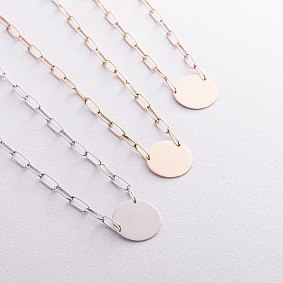 Кольє з монеткою для гравіювання (біле золото) кол02391 №3