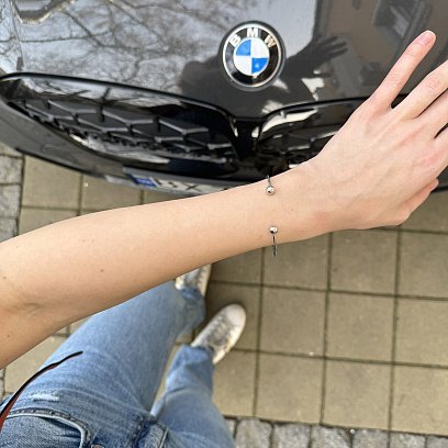 Жесткий браслет "Шарики" (белое золото) б05474 №10