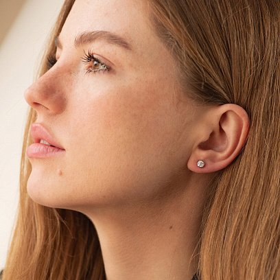 Срібні сережки - пусети (фіаніт) 122385 №4