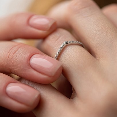 Кольцо "Особенное" с фианитами (белое золото) к07218 №6