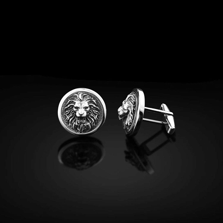 Срібні запонки "Дикий лев" 25074 від ювелірного магазину Онікс - 1