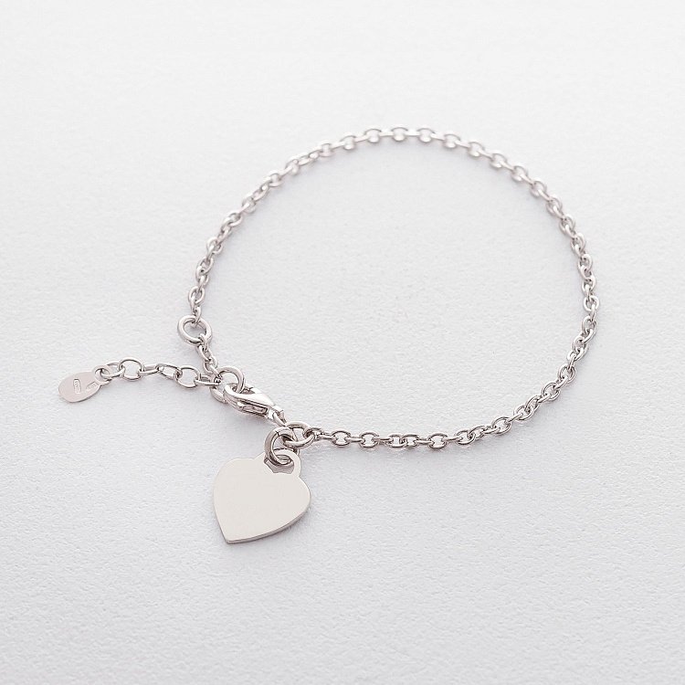 Серебряный браслет "Сердечко" (для гравировки) 141354 от ювелирного магазина Оникс