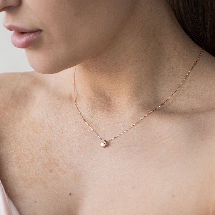 Женское колье из красного золота (фианит) кол01205 от ювелирного магазина Оникс - 1