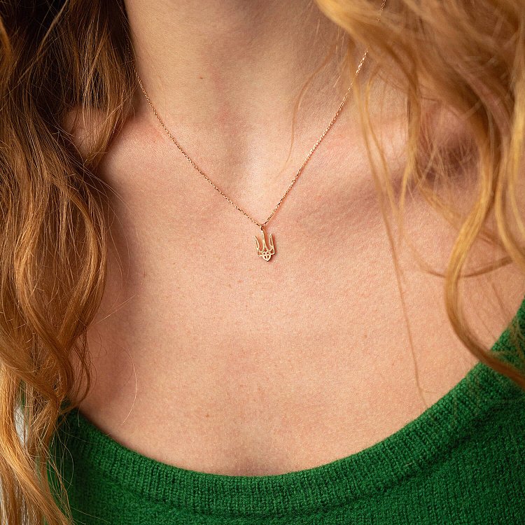 Кольє "Герб України - Тризуб" в червоному золоті (маленький) кол02335 від ювелірного магазину Онікс - 1