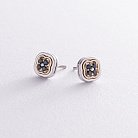 Золоті сережки - пусети "Клевер" діамантами 334391122 от ювелирного магазина Оникс - 2