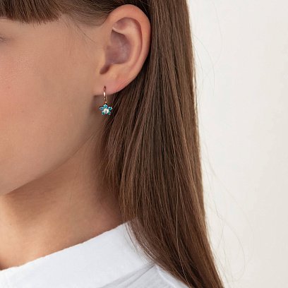 Сережки дитячі золоті "Квіточки" (фіаніт) с01243 №3