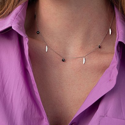 Колье "Перышки" в белом золоте (фианиты) кол02027 №2