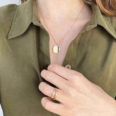 Колье "Монетка" в желтом золоте (возможна гравировка) кол01778 №4