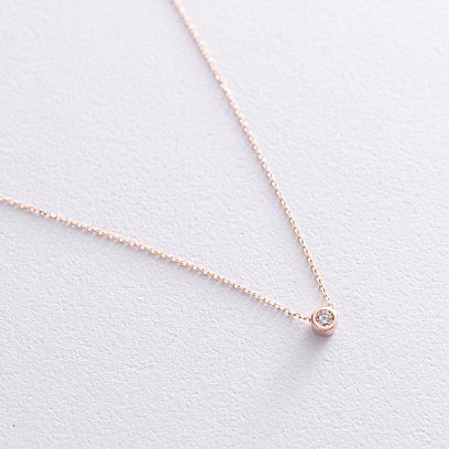 Золоте кольє з одним фіанітом "Мінімалізм" кол00719