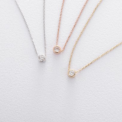 Золотое колье с фианитом кол00718 №5