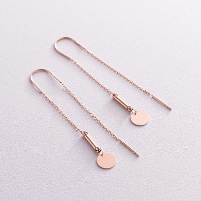 Золотые серьги "Монетки" (протяжки) с07732