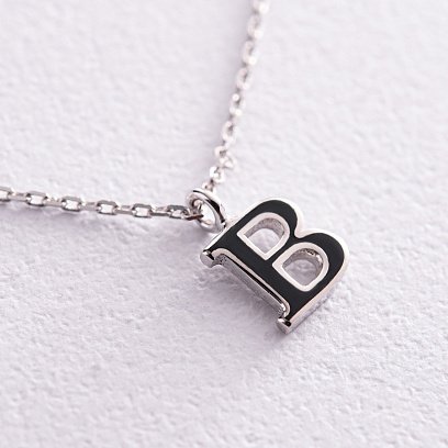 Серебряное колье с буквой В 18617ч №5