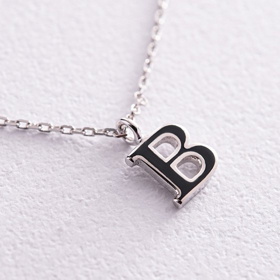 Серебряное колье с буквой В 18617ч №5