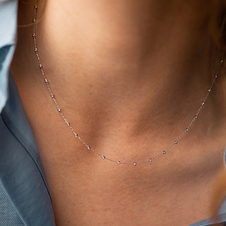 Кольє "Кульки" у білому золоті кол02409 від ювелірного магазину Онікс - 5