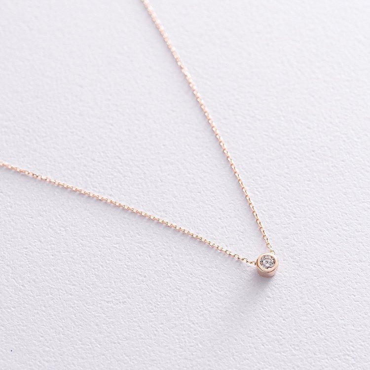 Золоте кольє з одним фіанітом "Мінімалізм" кол00719 від ювелірного магазину Онікс