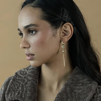 Золотые серьги "Солнце" на английской застежке с06532 №6