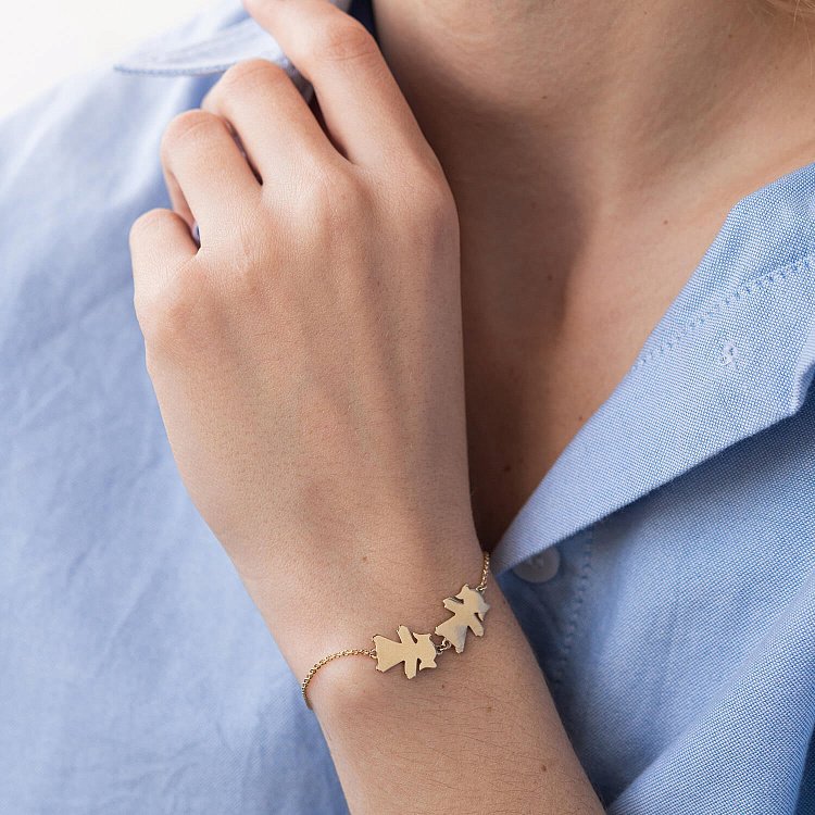 Браслет "Две девочки" в желтом золоте (возможна гравировка) з2088ж от ювелирного магазина Оникс - 1