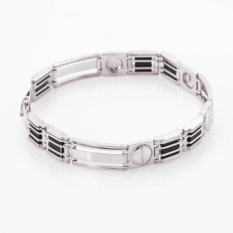 Чоловічий срібний браслет з оніксом 14654 від ювелірного магазину Онікс