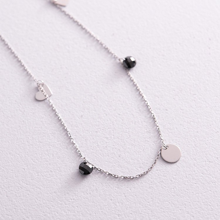 Золотий браслет "Сердечка і монетки" (фіаніти) на ногу б04901 від ювелірного магазину Онікс - 2