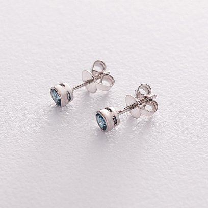 Золоті сережки-пусети (топаз "Лондон блакитний") сб0176gl №3