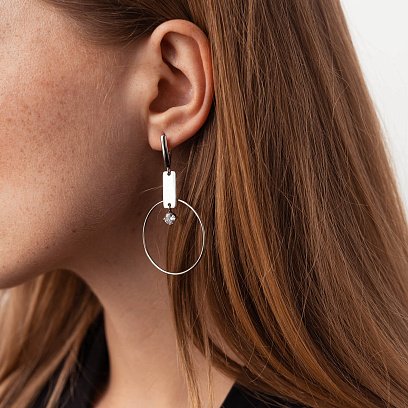 Серебряные серьги "Геометрия" с фианитами 4989