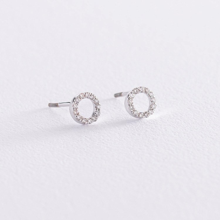 Золотые серьги "Маленький круговорот" с бриллиантами 102-10055 от ювелирного магазина Оникс - 2