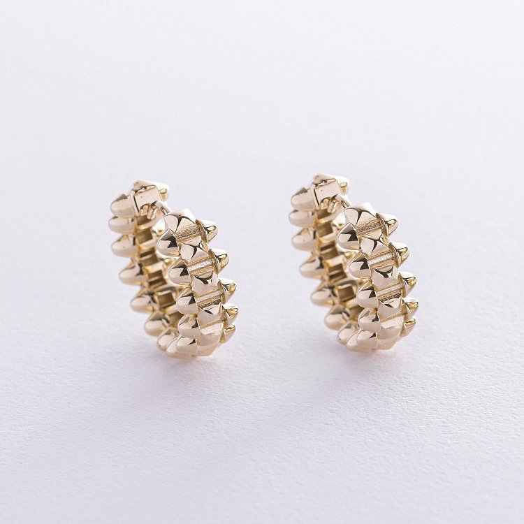 Серьги - кольца "Gemma" в желтом золоте с08254 от ювелирного магазина Оникс - 8