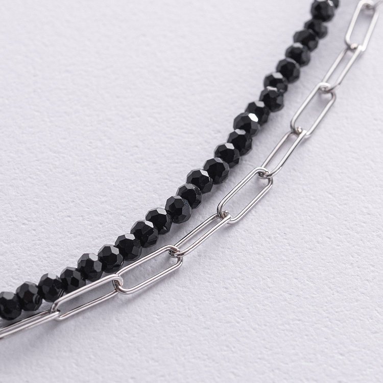 Серебряное двойное колье (хрусталь) 908-01438 от ювелирного магазина Оникс