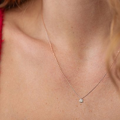 Золотое колье с одним камнем (бриллиант) колб0112di №4