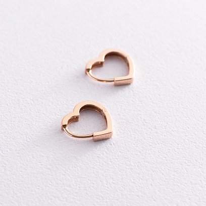 Серьги "Сердечки" в красном золоте с07423 №4