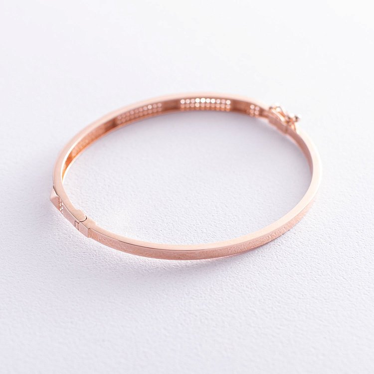 Жорсткий золотий браслет з фіанітами б04483 від ювелірного магазину Онікс - 2