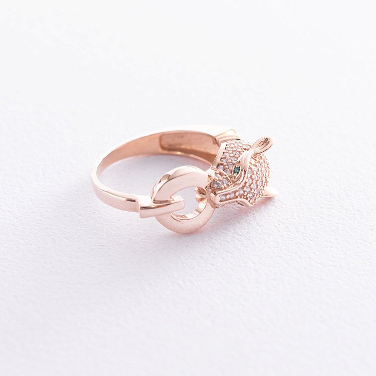 Кольцо "Пантера" в красном золоте (фианиты) к05276 от ювелирного магазина Оникс