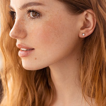 Золоті сережки - пусети 2 в 1 з діамантами 330741121 №3